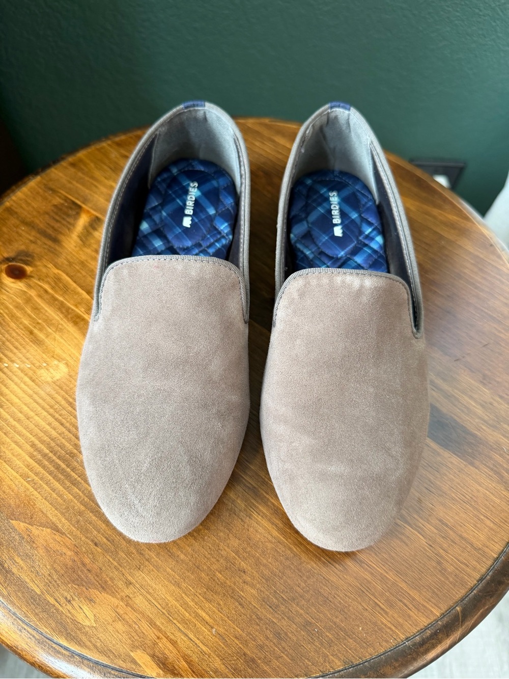 Birdies Taupe Suede Slip-On Loafers